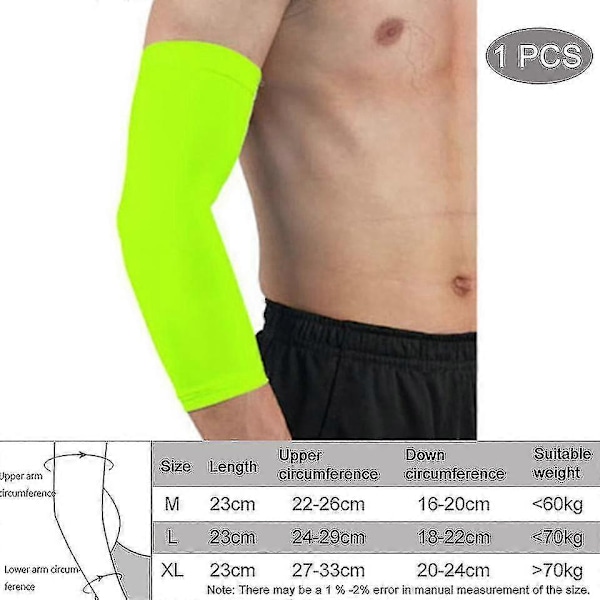 Andningsbara, snabbtorkande, UV-resistenta löparärmar, basketarmbågsskydd, träningsarmbågsskydd HY D Fluorescent green L