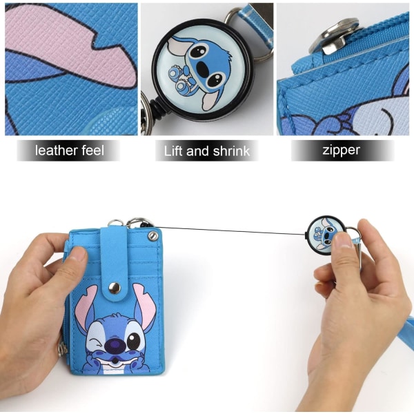 2pcs Lanyard Card Holder, 5 Card Slots and 1 Zipper Pocket,