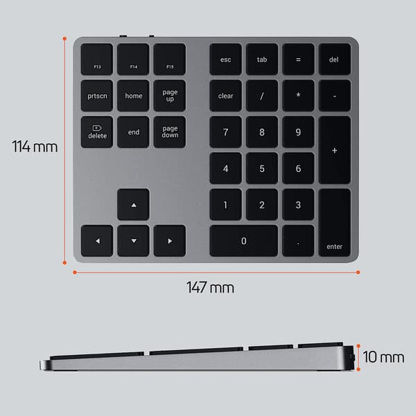 Langaton numeronäppäimistö Bluetooth-yhteydellä ja pikanäppäimillä MacOS Satechi Harmaa