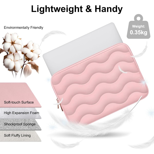 Kannettavan tietokoneen suojatasku 15 15.6 16 tuumaa MacBook 15 tuuman/Pro 16 tuuman, kannettavan tietokoneen kotelo/tabletin suojapussi HP/Dell/Lenovo/Asus/Acer/Samsung Pink