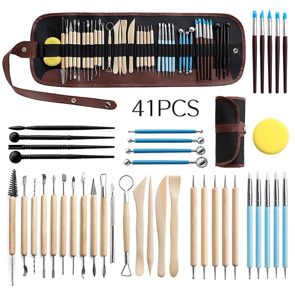 41pcs Pottery Sculpting Tools Kit Clay Sculpting Tool Sculpting Modeling Tools for Potter, Ceramics, DIY Artist, with Storage Bag