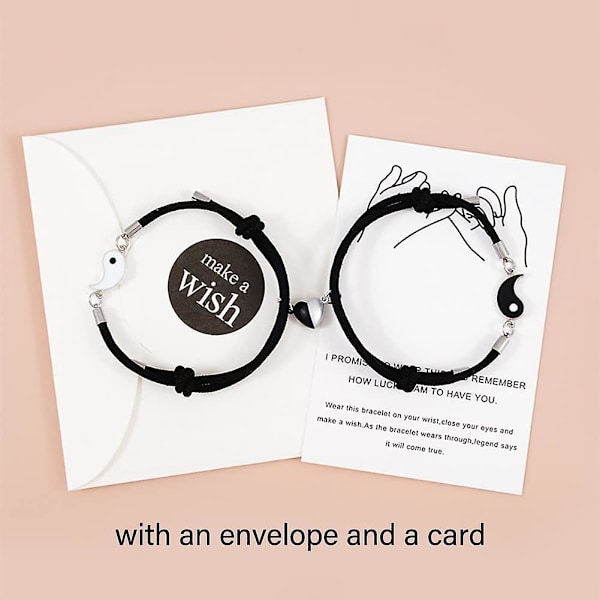Nylry Bästa Vän Armband för 2 Matchande Yin Yang Armband för Kvinnor Män Yin Yang Långdistans BFF Vänskap Magne