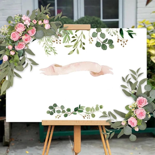 Bryllupsbue Blomster, 2 stk. Pæon Dekorativt Blomstersvaj, Kunstige Grønne Blade Silkeblomst til Bryllup, Løvgang, Bue, Bryllup Pink