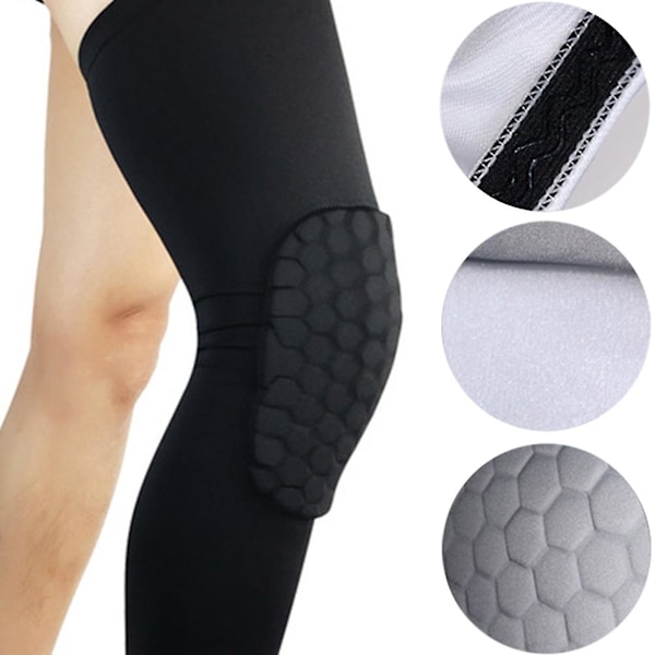 1 st Andningsbart Sport Fotboll Basket Knäskydd Honeycomb Benstöd Black S