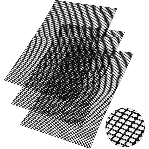 3 stk. grillmåtter, genanvendeligt grillnet, nem at rengøre og non-stick kan skæres non-stick og varmebestandig gulvmåtte til grill, 40 x 33 cm