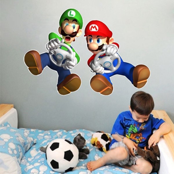 Giant Super Mario Bros. Wall Decals Yoshi og Mario Peel og
