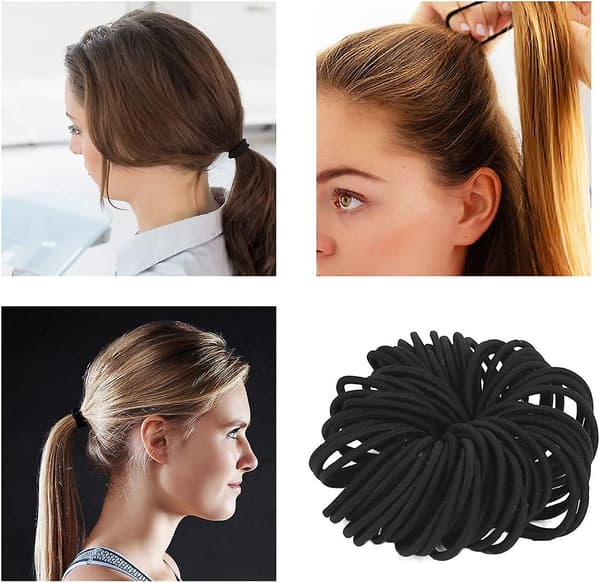 100 stk. 2 mm tykke elastiske hårbånd, elastikker, hestehaleholdere, hårbånd i bulk (sort)