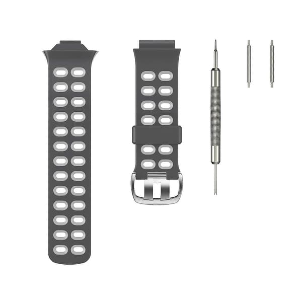 Kaksivärinen silikoni kellon ranneke Garmin Forerunner 310XT -kelloon (harmaa keltainen) Grey Light Grey