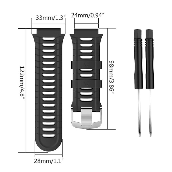 Silikonarmband för Garmin Forerunner 920XT Smartwatch Armband Loop Armband Svart blå