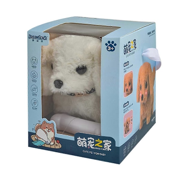 Robotvalp, Min Realistiske Robotvalp Milow Realistisk Gående Teddy Plussj med Eske Bichon Frise