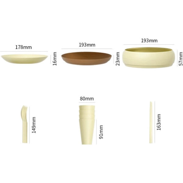 1 Set Plastservis Set Okrossbar Servis Set Utomhus Camping Servis Set Lämplig för Familjemiddagar Camping