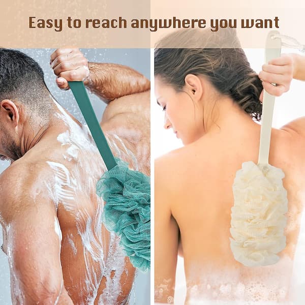 2-pack Ryggskrubbare För Duschloofah Svamp Duschborste För Kroppsexfoliering