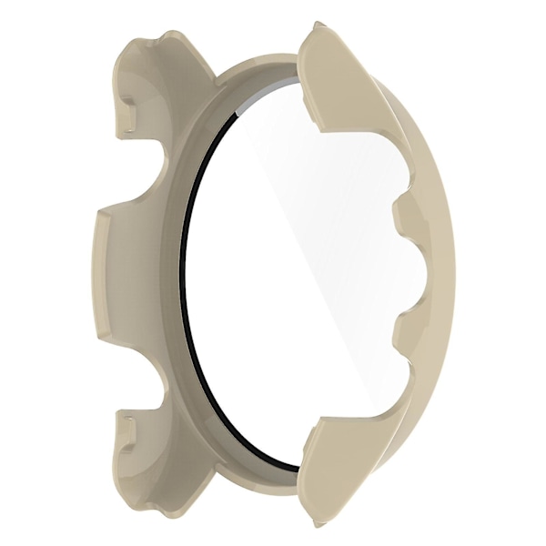 Hårt PC-skal med repskydd och fallskydd för Garmin Forerunner 255, skyddande klockfodral med skärmskydd i härdat glas Ivory White