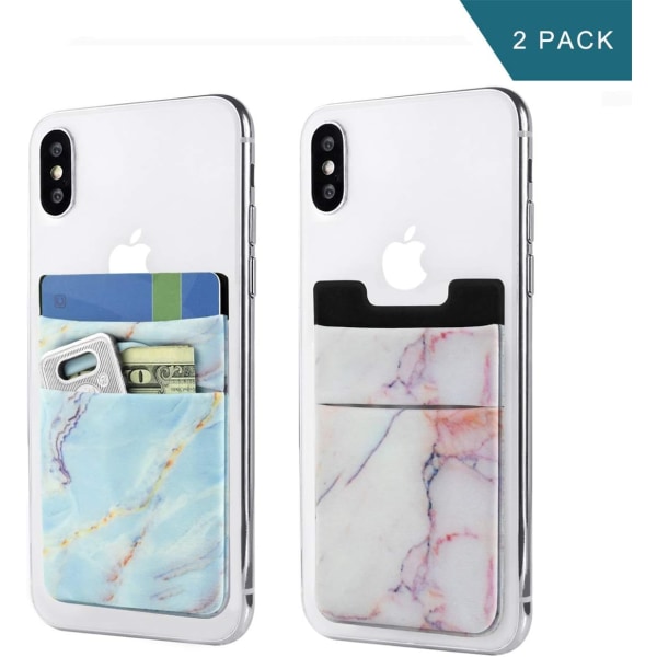 2-pak mobiltelefon (blå og lyserød marmor) Card Wallet Stick on