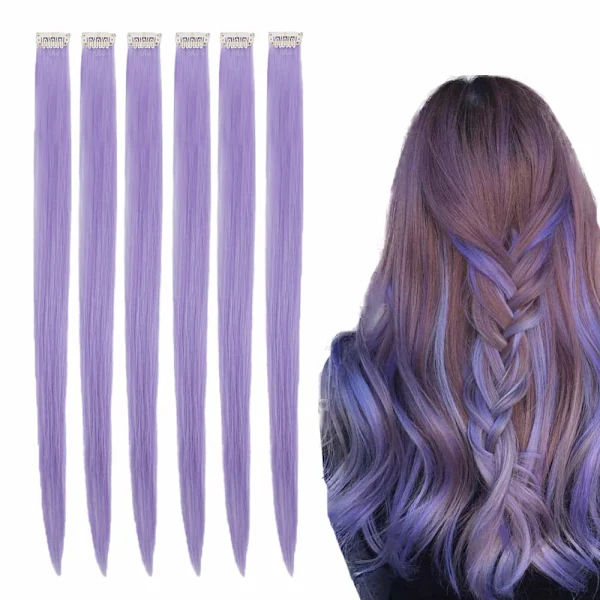 Creamily 50 cm Clip in Hiustenpidennykset Suorat Hiukset Pinkit Juhlaletit Synteettiset Hiustenpidennykset Naisille Tytöille (6 kpl/pakkaus)