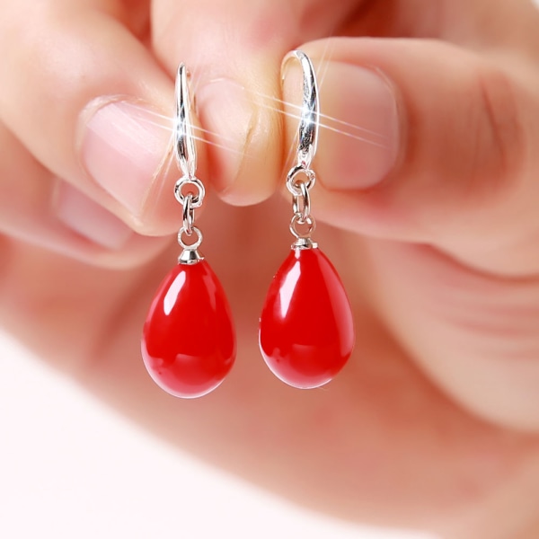 Pudota korvakorut naisille Red Pearl Fashion set - täydellinen