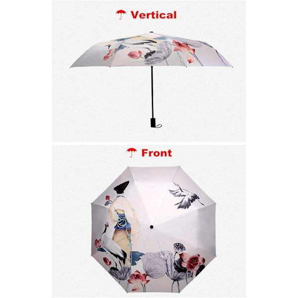 Solparaply til Kvinder UV Beskyttelse Paraply Dame Foldbar Paraplyer Lille Letvægts 210T 8 Ribber Parasol