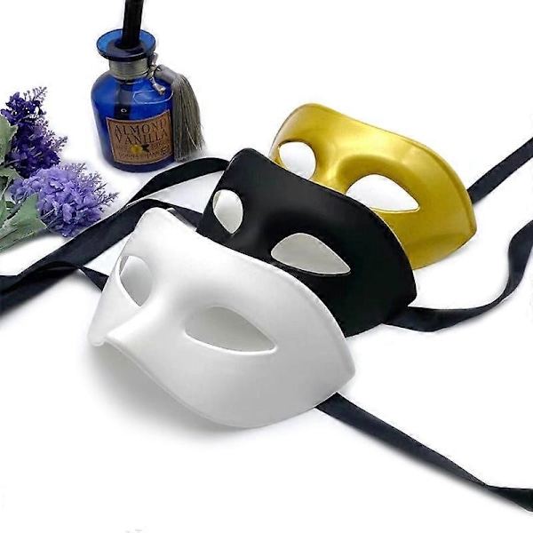 Svart Klassisk Venetiansk Mask, Maskeradkostymmask för Män Festbal Halloweenmask