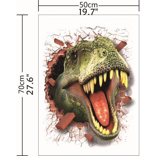 Avtagbar 3D-dekal (3D-dinosaurier som öppnar mun (19,7" x