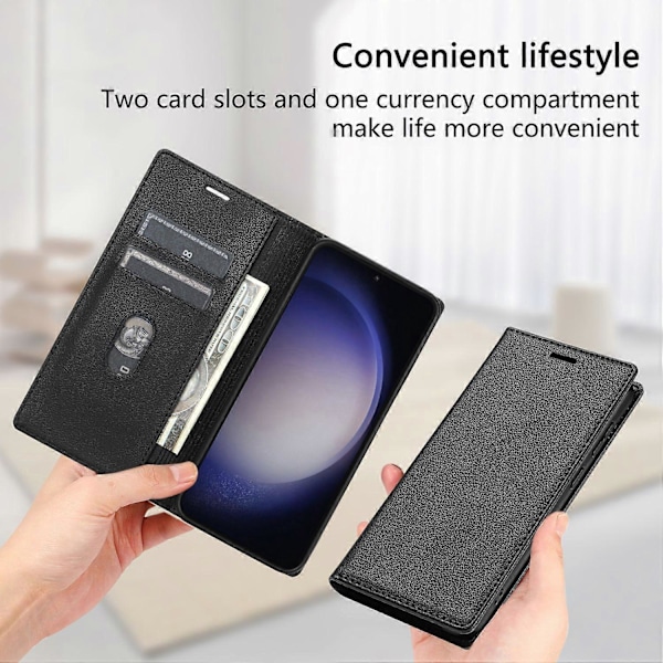 Til Samsung Galaxy S25+ Wallet Case Magnetisk Lukning PU Læder Telefon Cover - Sort Black