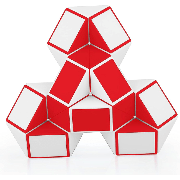 Magic Snake, Magic Snake 24 Segments White Red Twist Puzzle Toys 3D Magic Snake Puzzle Cube Educational Toys for Children and Adults