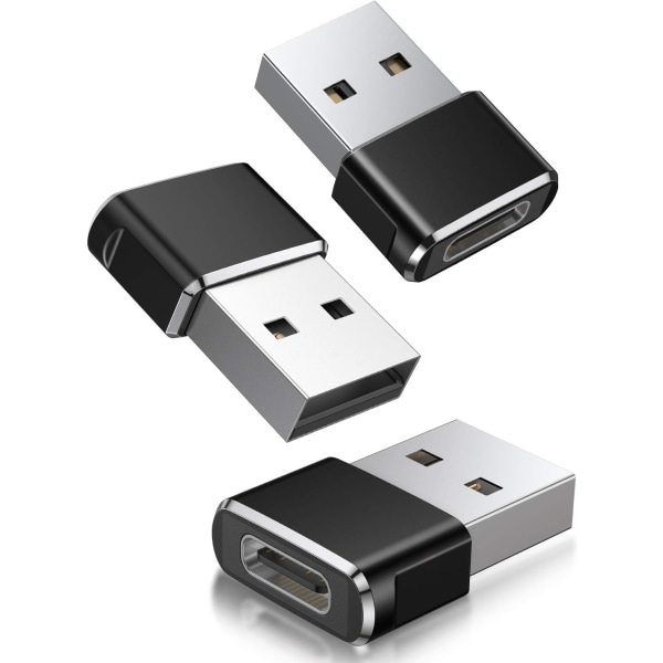 USB C naaras - USB A -urossovitin 3-pakkaus, C-tyypin latauskaapeli