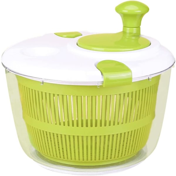 Salladsslunga - Salladstvättare, 5L Salladstork Salladsslungor med Grönsakstvättskorg, Hushållsfrukt Dehydrator Avlopp Green