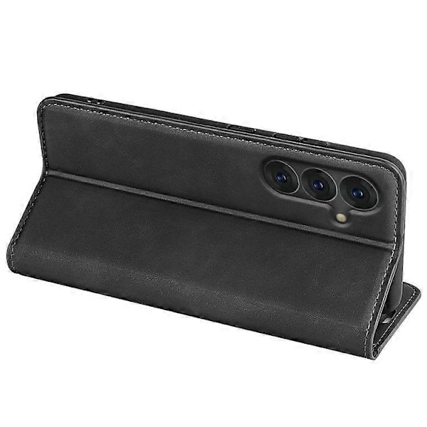 Puhelinkotelo Samsung Galaxy S25:lle, pehmeä nahkalompakko puhelimen suojus Black