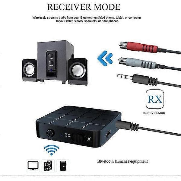 Bluetooth Sender Mottaker 5.0: 2-i-1 Adapter