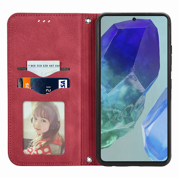 Retro Magnetiskt Läder Skal med Hudkänsla Red For Samsung Galaxy A16