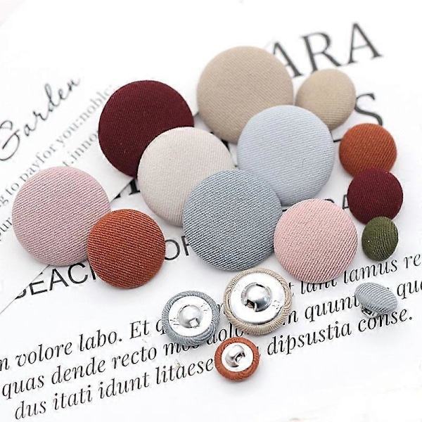 10 st Kläder DIY Runda Dekorativa Klänningsskjorta Tygklädda Tyglappar Metallknappar khaki 11MM