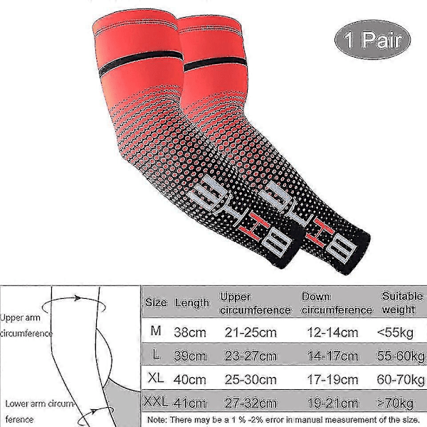 Andningsbara, snabbtorkande, UV-resistenta löparärmar, basketarmbågsskydd, träningsarmbågsskydd HY B Red XL