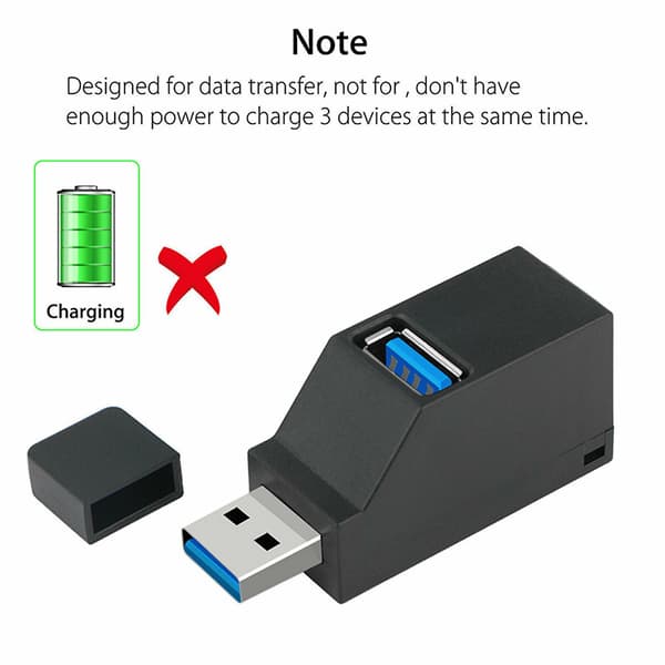 2 st 3-Port USB 3.0 Hub Portabel Höghastighets Splitter Box För PC Notebook Laptop Black+White