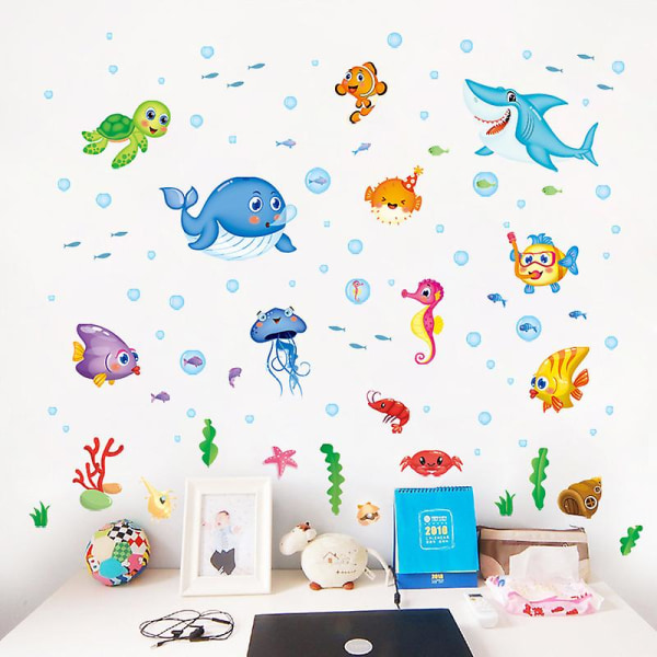 Merieläinten seinätarra Irrotettavat kalaseinätarrat Deco-tarrat Vauvan lastenhuoneen kylpyhuoneen sisustus