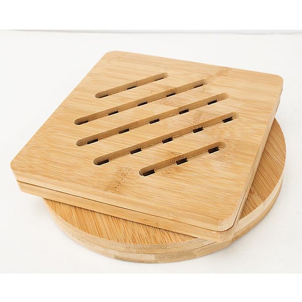 15cm luonnonpuinen aluslevysetti, 4 kpl bambualusta, lämmönkestävä alusta keittiön työtasolle teekannuille