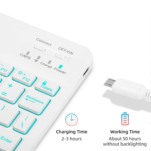 Samsung Galaxy Tab A9+ Lærveske med Avtakbart RGB Bakgrunnsbelyst Tastatur Style C