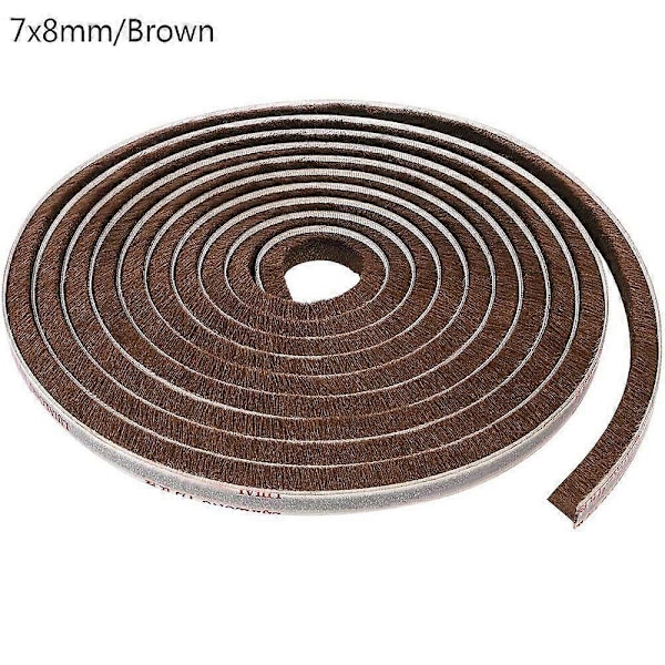 Vindtät Dörrlist Tejp Borste Tätningslist Dörr- och Fönstertätning Självhäftande brown 7x8mm