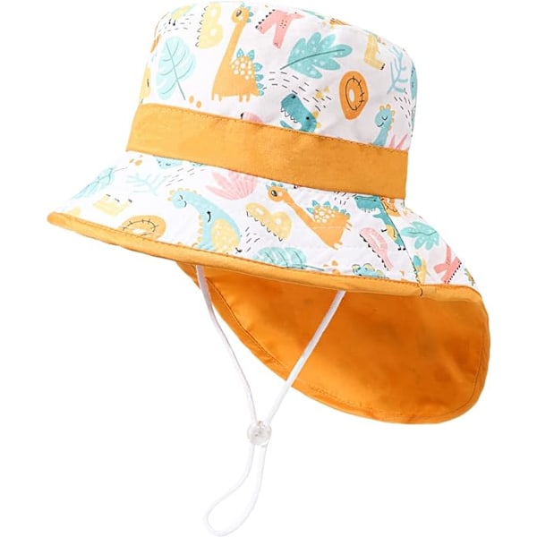 Solhatt for barn, bøttehatt for barn sommer strand gårdsplass lek UV-beskyttelse hatt myk pustende justerbar bomullshatt Multicoloured