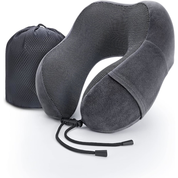 Resekudde Nackkudde Memory Foam Mjuk Komfort och Stöd Rese Flyg Nackkuddar, U-formad Kudde för Sömn Grey