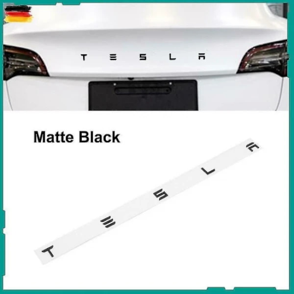 3D Matt Svart Tesla Bokstäver Bagagelucka Emblem
