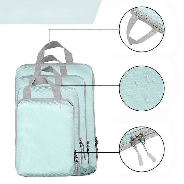 Puristuslaukut matkustamiseen 4 kpl Puristus Matkajärjestäjä Matkalaukun järjestäjälaukut Set Pakkauskuutiot Matka Double- beige
