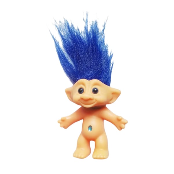 10cm Troll Docka Modell Färgad Långt Hår Dam Docka Miniatyr Figurin Ornament Härliga Leprocauns Ful Alv Docka Actionfigur Hobby Blue
