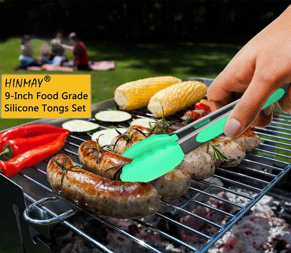 Praktiska Kökstänger Silikon Matlagningstänger Grilltänger, Set om 3 Mint