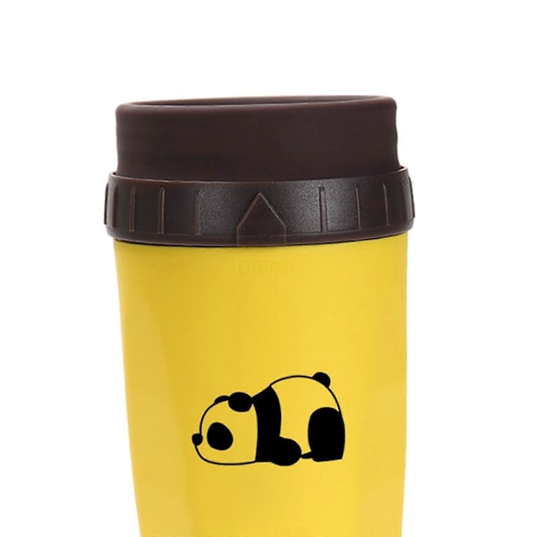 Bärbar Coverless Twist-mugg med isolerad kaffekopp i rostfritt stål panda yellow