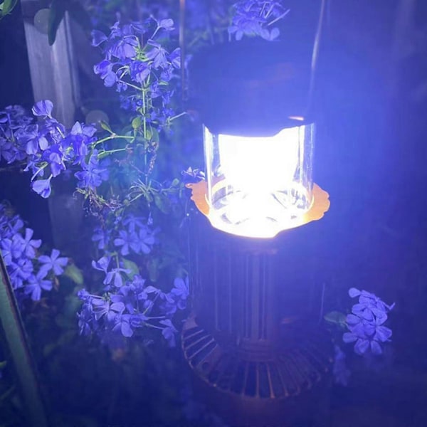 Solcelledrevet Oppladbar Med Vifte LED Teltlampe Lommelykt Camping Lanternelykt Ft Gold