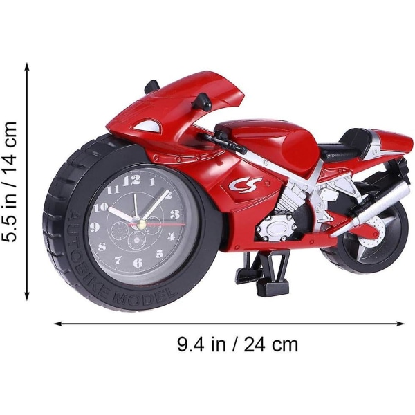 Tegneserie motorsykkel stil vekkerklokke for barn (rød)