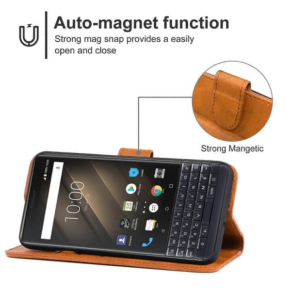 Lærtelefondeksel til Blackberry KEY2 Brown