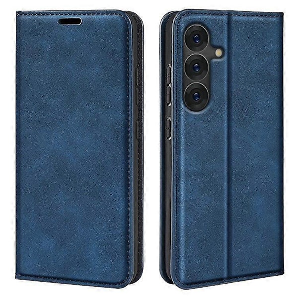 Puhelinkotelo Samsung Galaxy S25:lle, pehmeä nahkalompakko puhelimen suojus Blue