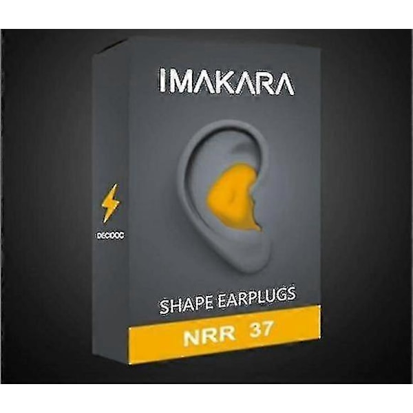 Brusreducerande öronproppar, formgjutna öronproppar, 37db högsta NRR, återanvändbart hörselskydd yellow