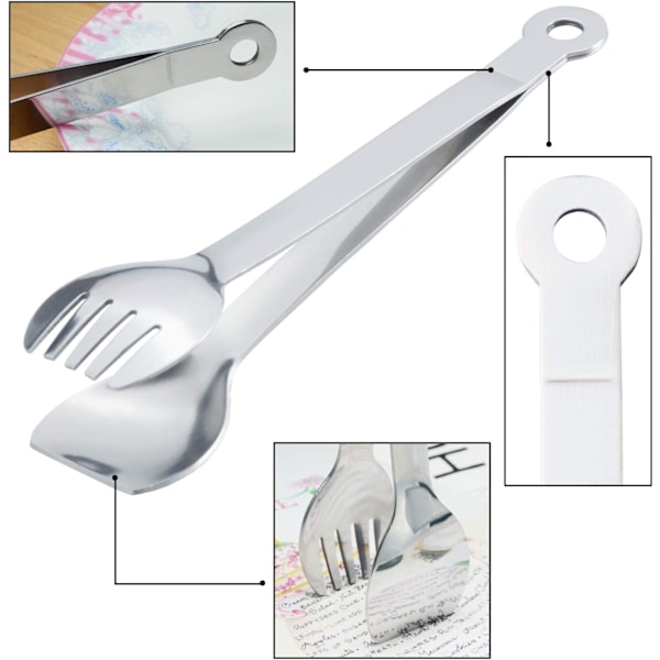 Mini Serveringstänger 15 cm Rostfritt Stål Små Aptitretare Tänger, Set om 4 (Spegelpolerade)